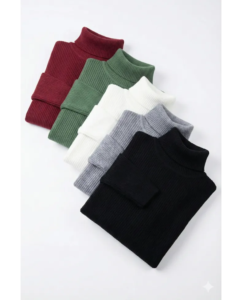 ERKEK 5li Siyah, Beyaz, Bordo, Gri, Haki Kaşkorse Boğazlı Likralı Fitilli Slimfit Body Somersan Giyim | Kadın, Erkek ve Çocuk Moda