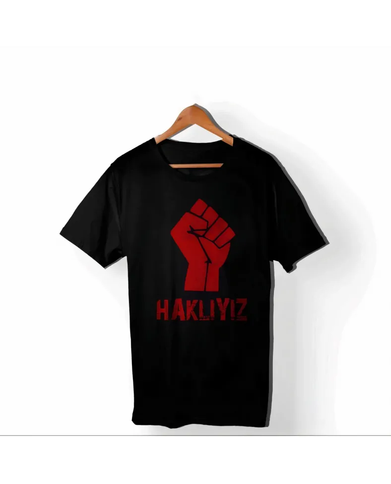 1 Mayıs Emekçilerimiz İçin Özel Tasarım HAKLIYIZ Baskılı T-shirt - Siyah