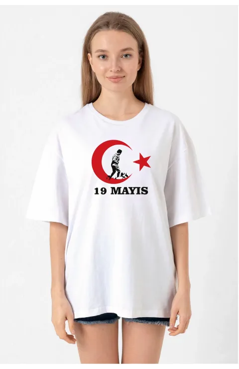 19 Mayıs 20/1 Baskılı T-shirt - Beyaz