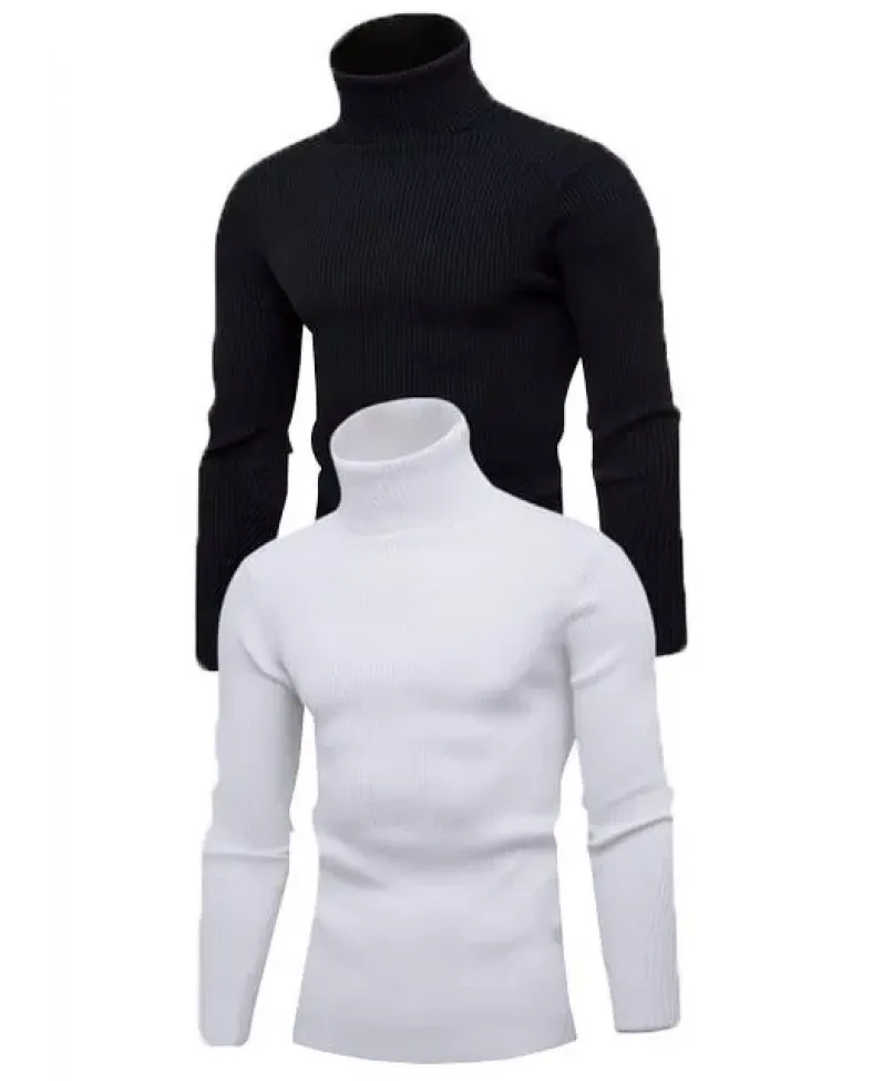 Erkek 2 Adet  Kaşkorse Boğazlı Full Likralı Fitilli Body Kazak