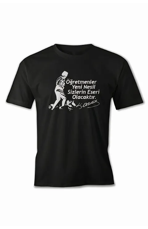 24 Kasım Öğretmenler Baskılı T-shirt - Siyah