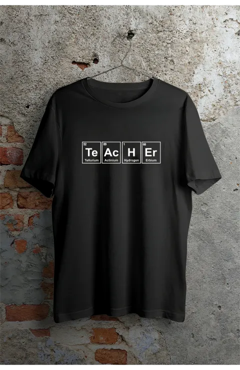 24 Kasım Kimya Öğretmeni Hediyesi Baskılı Bisiklet Yaka T-shirt - Beyaz
