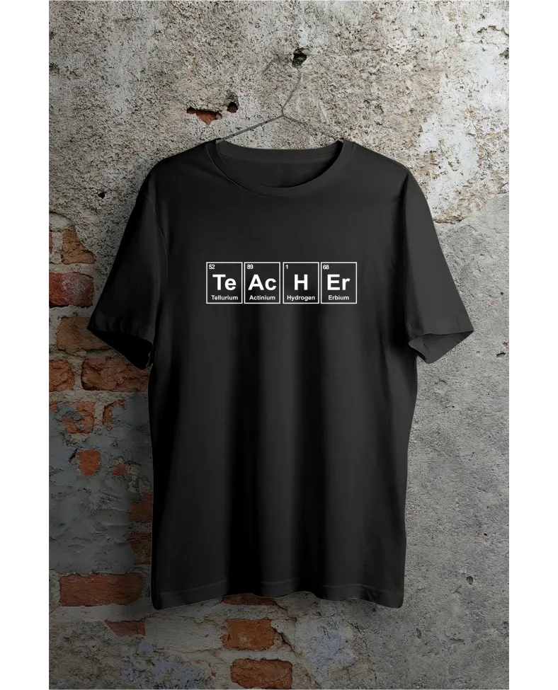 24 Kasım Kimya Öğretmeni Hediyesi Baskılı Bisiklet Yaka T-shirt - Beyaz