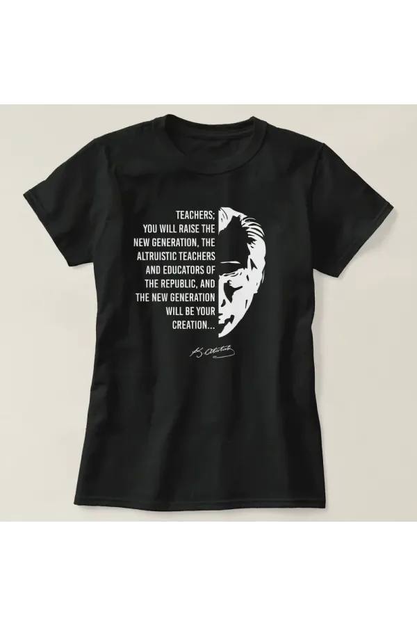 24 Kasım Öğretmenler Günü Baskılı T-shirt - Siyah