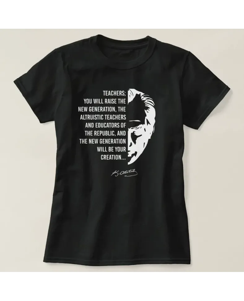 24 Kasım Öğretmenler Günü Baskılı T-shirt - Siyah