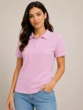 2'li Kadın Polo Yaka Pike Kumaş Düğmeli Basic Tişört Günlük Rahat Kesim - Beyaz, Pembe