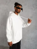 3 İplik Kapşonlu Sweatshirt - Beyaz
