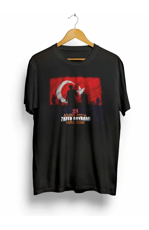 30 Ağustos Atatürk Baskılı T-shirt - Siyah