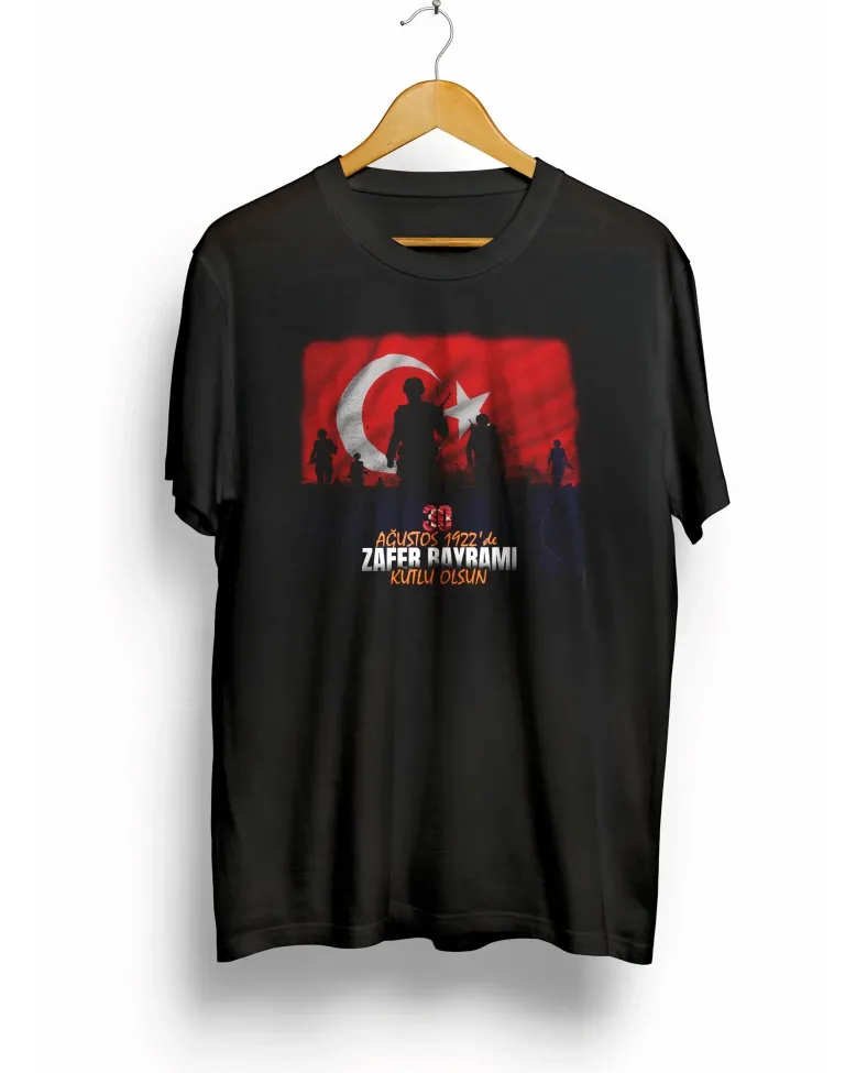 30 Ağustos Atatürk Baskılı T-shirt - Siyah