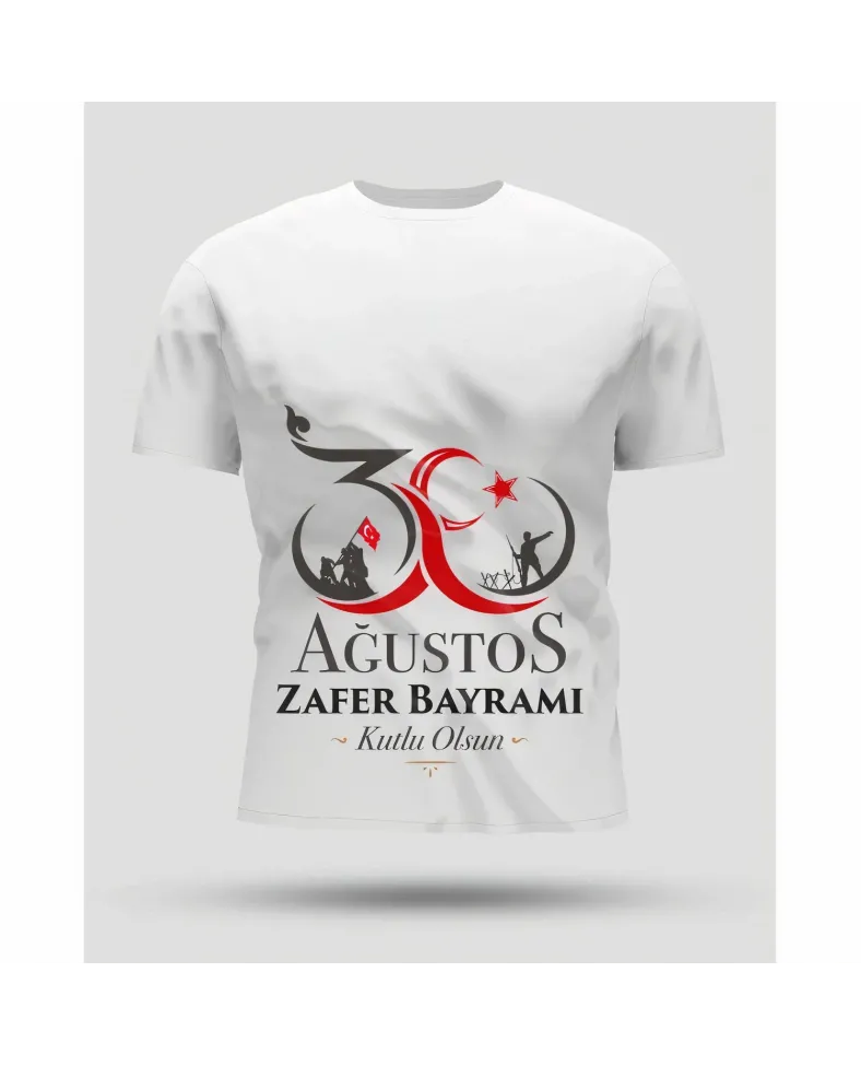 30 Ağustos Oversize Baskılı T-shirt - Beyaz