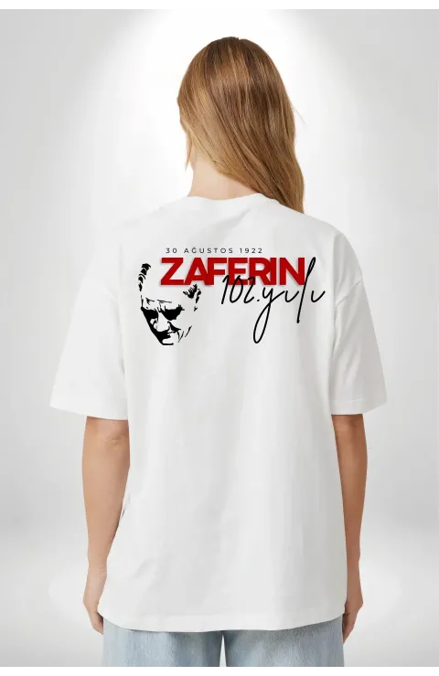30 Ağustos Unisex Baskılı T-shirt - Beyaz