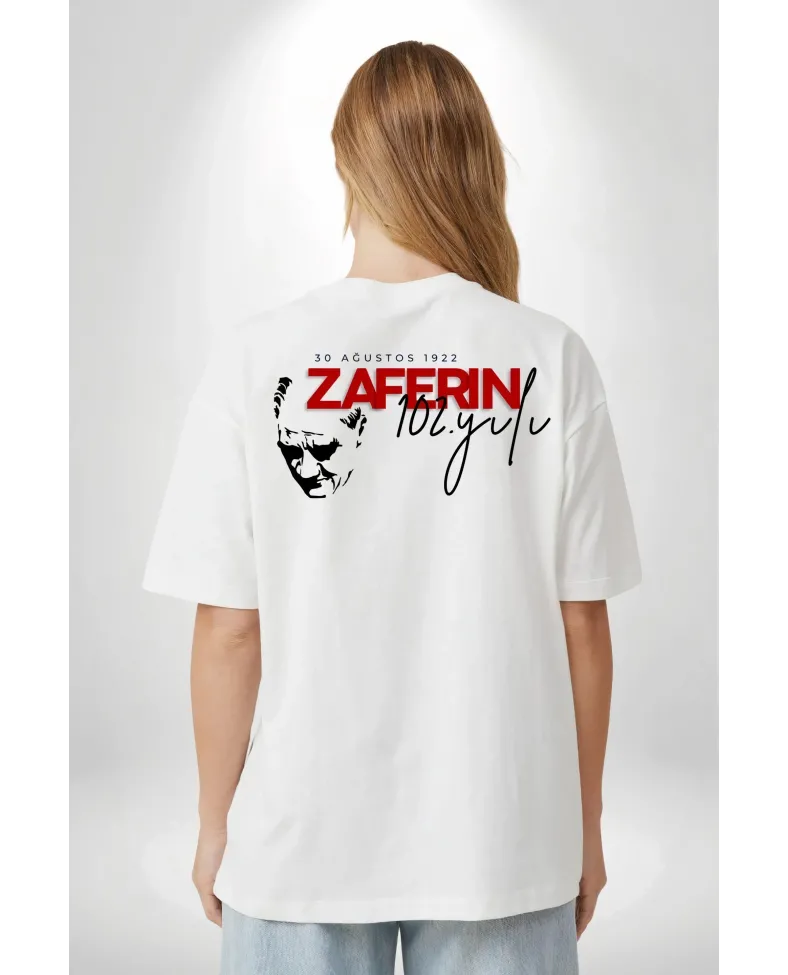 30 Ağustos Unisex Baskılı T-shirt - Beyaz