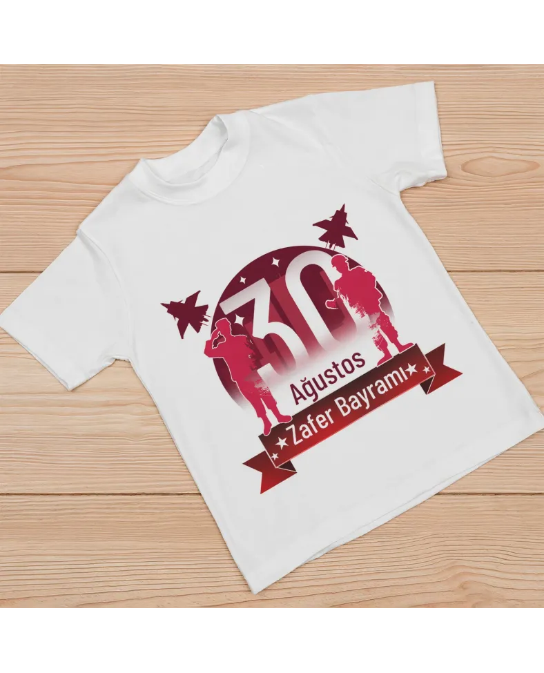 30 Ağustos Unisex Baskılı T-shirt - Beyaz