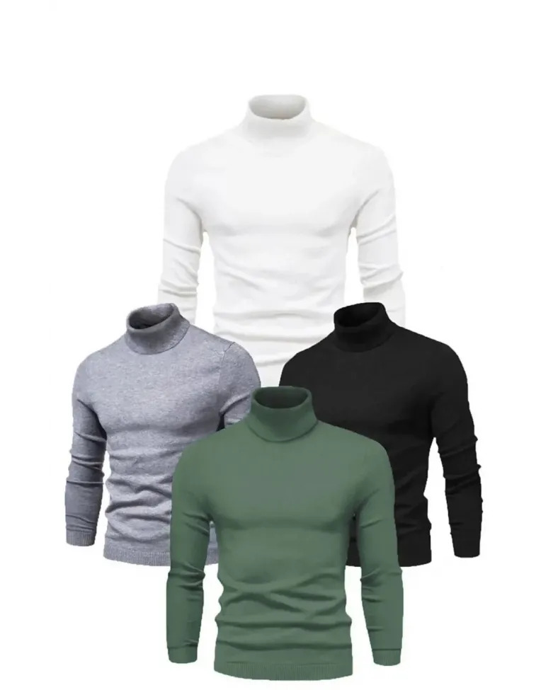 ERKEK 4 Adet Kaşkorse Boğazlı Full Likralı Fitilli Body Kazak