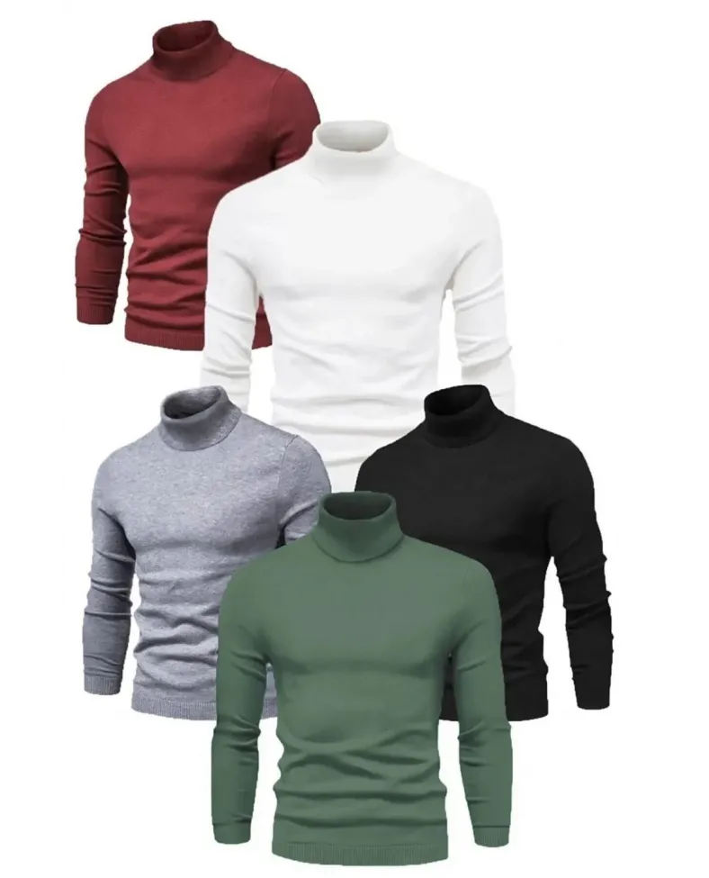 ERKEK 5 Adet  Kaşkorse Boğazlı Full Likralı Fitilli Body Kazak