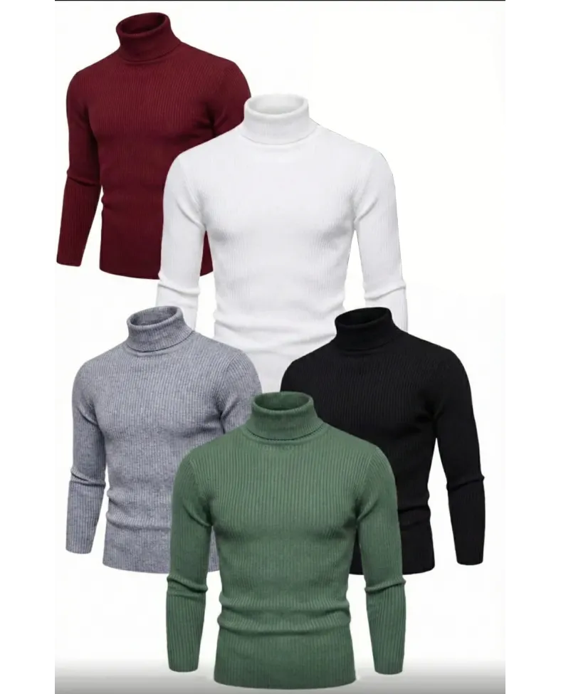 ERKEK 5li Siyah, Beyaz, Bordo, Gri, Haki Kaşkorse Boğazlı Likralı Fitilli Slimfit Body Somersan Giyim | Kadın, Erkek ve Çocuk Moda