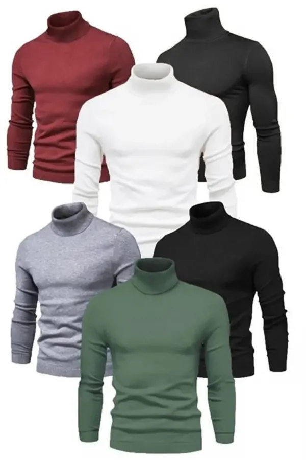 ERKEK 6 Adet  Kaşkorse Boğazlı Full Likralı Fitilli Body Kazak