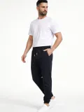 Erkek Jogger Eşofman Altı Rahat Kalıp, Cepli, Lastikli Paça, Günlük Spor Pantolon - Siyah