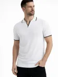 Erkek Kısa kol Fitilli Triko Polo Yaka Düğmesiz T-shirt 2'li Set Beyaz-Mint Yeşili