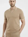 Erkek Kısa kol Fitilli Triko Polo Yaka Düğmesiz T-shirt 2li Set Lacivert-Bej Somersan Giyim | Kadın, Erkek ve Çocuk Moda