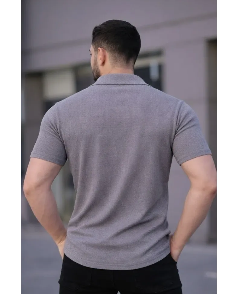 Erkek Waffle Dokuma Açık Yakalı Düğmeli Regular Kalıp 2’li Gömlek Seti - Beyaz & Gri