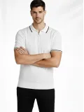 Erkek Triko Tişört Fermuarlı Polo Yaka Yazlık Kısa Kol T-Shirt 2’li Set Beyaz-Siyah