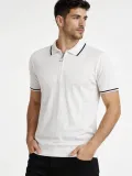 Erkek Triko Tişört Fermuarlı Polo Yaka Yazlık Kısa Kol T-Shirt 2’li Set Beyaz-Siyah