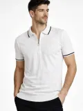 Erkek Triko Tişört Fermuarlı Polo Yaka Kısa Kol T-Shirt 3’lü Set Beyaz-Haki-Siyah