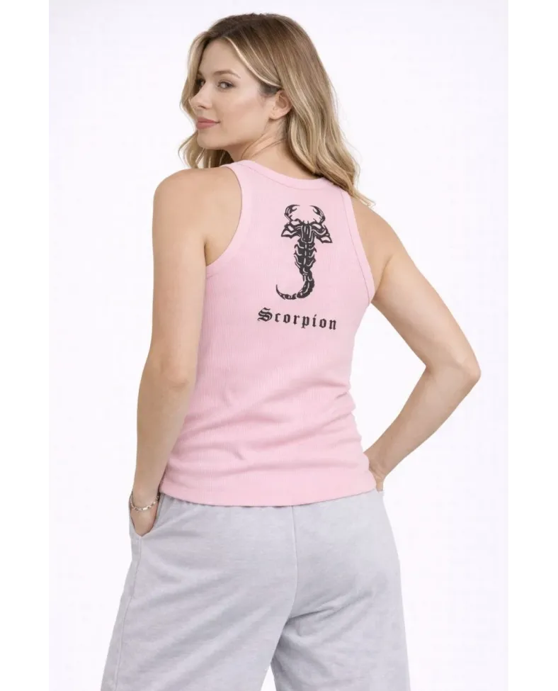 Kadın Fitilli Atlet Sıfır Yaka Slim Fit Arka Baskılı Spor Atlet - Pembe Somersan Giyim | Kadın, Erkek ve Çocuk Moda