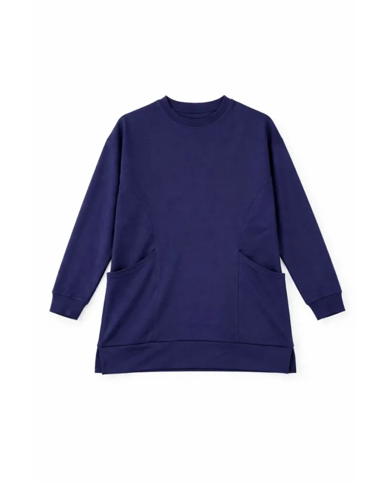 Osy Modal yumuşak dokulu Kumaş Tesettür Cepli Tunik Pantolon Takım - Lacivert