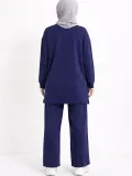 Osy Modal yumuşak dokulu Kumaş Tesettür Cepli Tunik Pantolon Takım - Lacivert