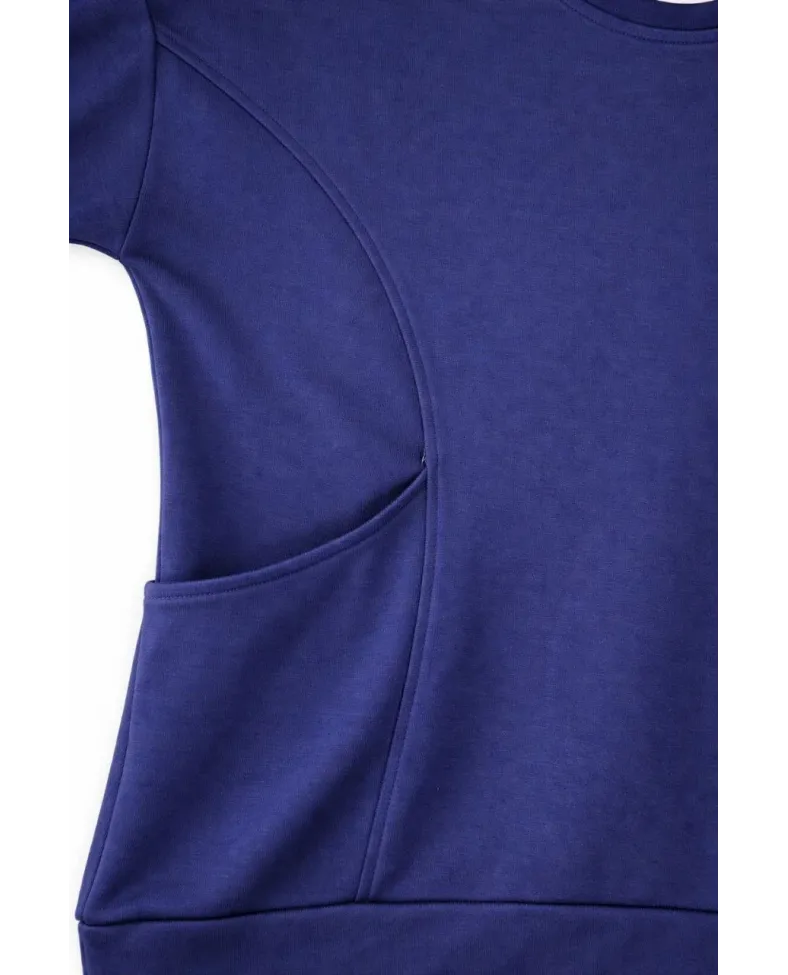 Osy Modal yumuşak dokulu Kumaş Tesettür Cepli Tunik Pantolon Takım - Lacivert