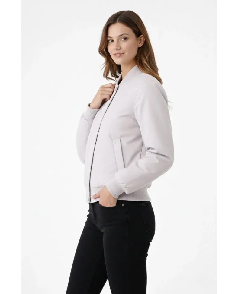 Kadın Premium Bomber Ceket Çıtçıt Kapamalı, Astarlı, Regular Fit Mont - Beyaz Somersan Giyim | Kadın, Erkek ve Çocuk Moda