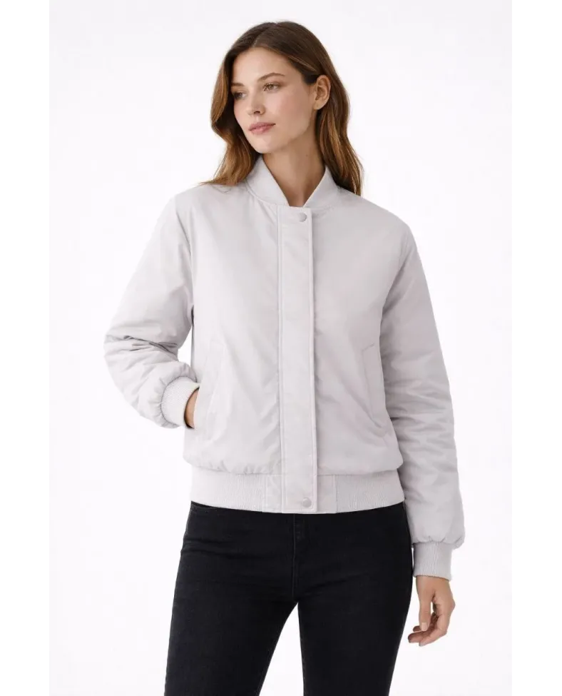 Kadın Premium Bomber Ceket Çıtçıt Kapamalı, Astarlı, Regular Fit Mont - Beyaz Somersan Giyim | Kadın, Erkek ve Çocuk Moda