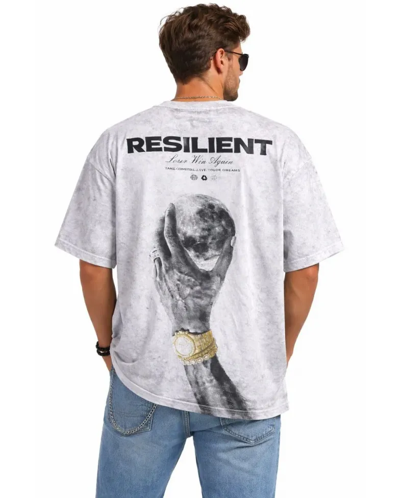 Erkek Asit Yıkamalı Oversize Tişört Bisiklet Yaka Kısa Kol T-shirt - Beyaz Somersan Giyim | Kadın, Erkek ve Çocuk Moda