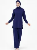 Kadın Osy Modal yumuşak Kumaş Tesettür Takım Yandan Metal Çıtçıtlı Uzun Tunik - Lacivert Somersan Giyim | Kadın, Erkek ve Çocuk Moda