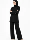 Osy Modal yumuşak dokulu Kadın Tesettür İkili Takım Yan Yırtmaçlı Uzun Tunik Düz - Siyah Somersan Giyim | Kadın, Erkek ve Çocuk Moda