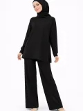 Osy Modal yumuşak dokulu Kadın Tesettür İkili Takım Yan Yırtmaçlı Uzun Tunik Düz - Siyah Somersan Giyim | Kadın, Erkek ve Çocuk Moda