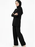 Osy Modal yumuşak dokulu Kadın Tesettür İkili Takım Yan Yırtmaçlı Uzun Tunik Düz - Siyah Somersan Giyim | Kadın, Erkek ve Çocuk Moda