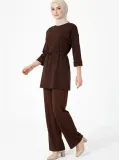 Osy Modal yumuşak dokulu Kadın Kuşaklı Tesettür Takım Salaş Kalıp 4/3 Kol - Kahverengi Somersan Giyim | Kadın, Erkek ve Çocuk Moda