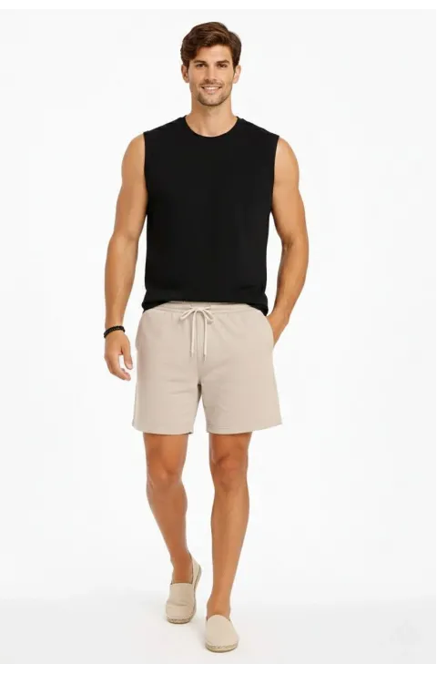 Erkek Sıfır Kolsuz Atlet Bisiklet Yaka Oversize Basic Spor Üst, Günlük ve Fitness Kullanımına Uygun - Siyah