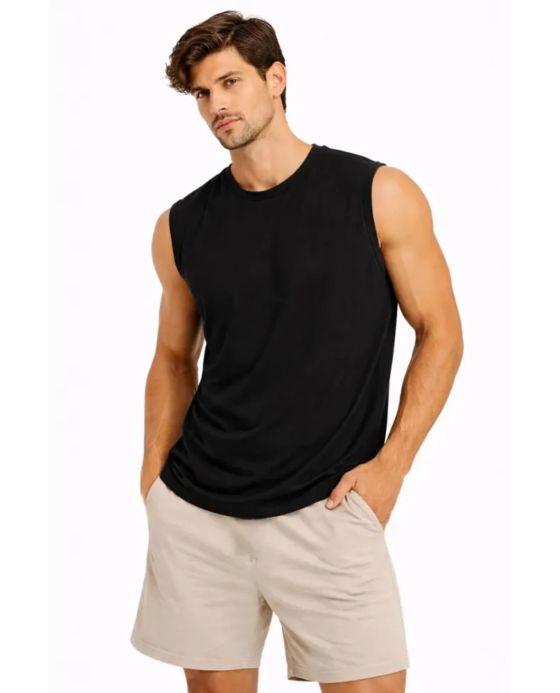 Erkek Sıfır Kolsuz Atlet Bisiklet Yaka Oversize Basic Spor Üst, Günlük ve Fitness Kullanımına Uygun - Siyah Somersan Giyim | Kadın, Erkek ve Çocuk Moda