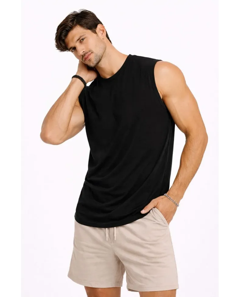 Erkek Sıfır Kolsuz Atlet Bisiklet Yaka Oversize Basic Spor Üst, Günlük ve Fitness Kullanımına Uygun - Siyah Somersan Giyim | Kadın, Erkek ve Çocuk Moda