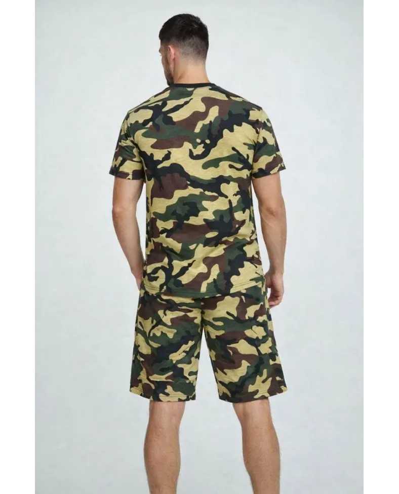 Erkek Kamuflaj Desenli Tişört Şort Takım Regular Fit Spor 2’li - Kamuflaj Somersan Giyim | Kadın, Erkek ve Çocuk Moda