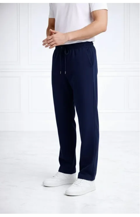 Erkek Düz Paça Beli Lastikli İpli Günlük Spor Eşofman Altı Rahat Fit - Lacivert