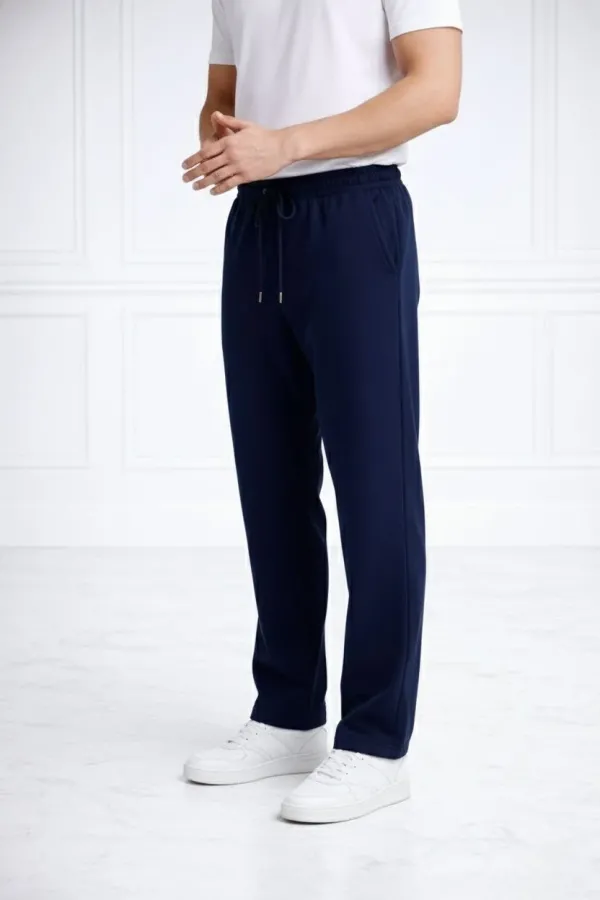 Erkek Düz Paça Beli Lastikli İpli Günlük Spor Eşofman Altı Rahat Fit - Lacivert