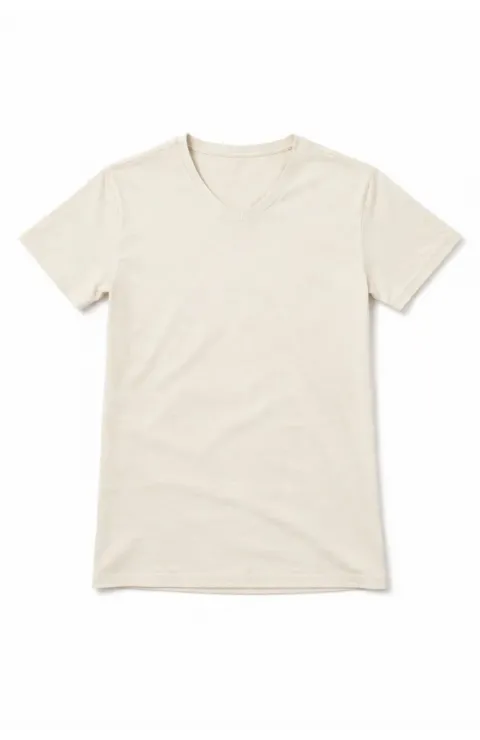 Genç Kız Çocuk V Yaka Tişört Yazlık Model Günlük Basic Body - Taş