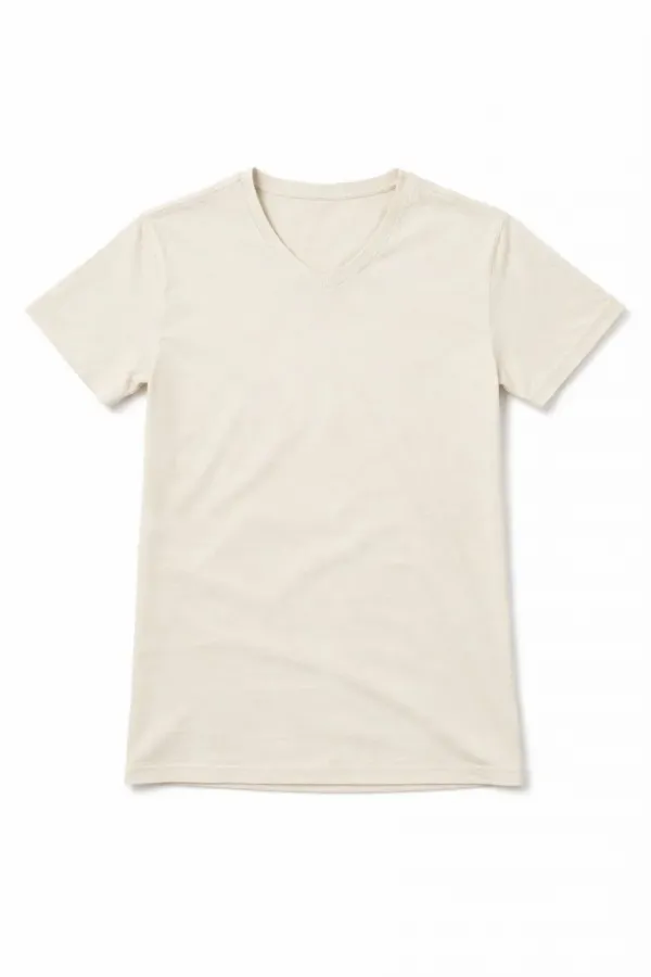 Genç Kız Çocuk V Yaka Tişört Yazlık Model Günlük Basic Body - Taş