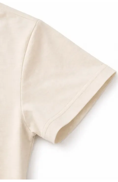 Genç Kız Çocuk V Yaka Tişört Yazlık Model Günlük Basic Body - Taş