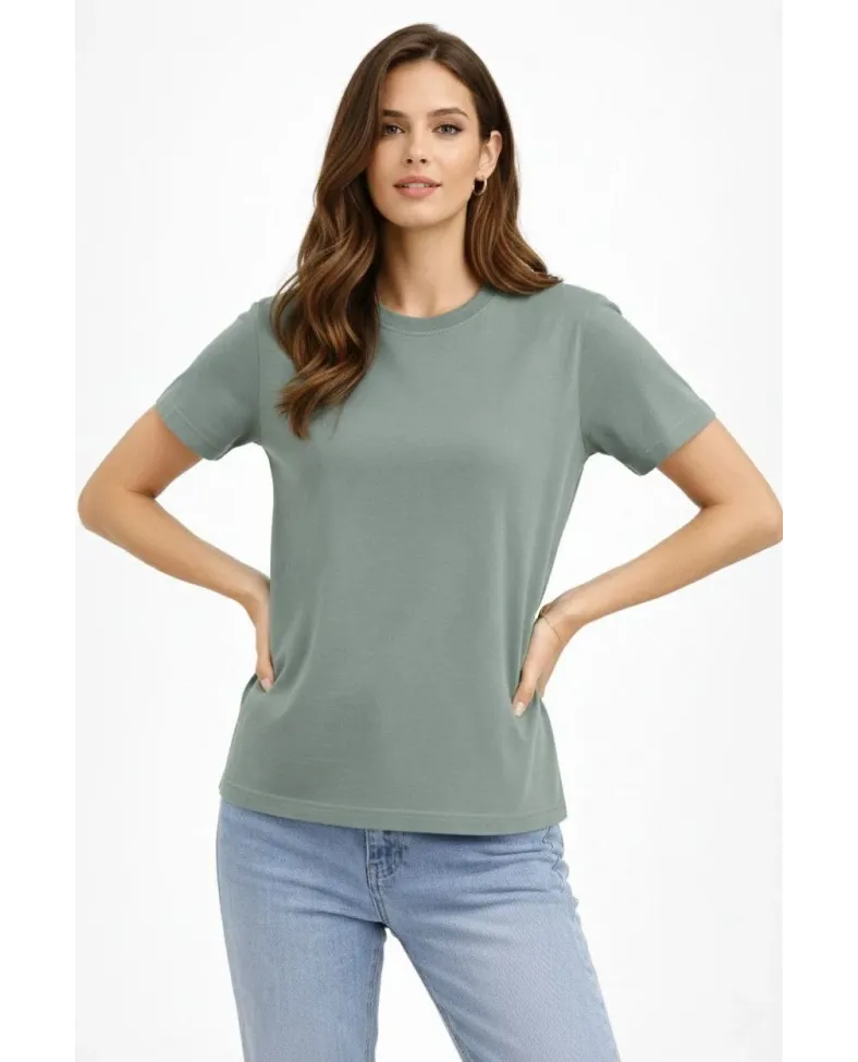Kadın Bisiklet Yaka Yazlık Kısa kol Düz Tişört Regular Kalıp T-shirt - Mint Yeşili Somersan Giyim | Kadın, Erkek ve Çocuk Moda